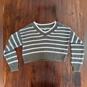 Green/White Cropped Sweater - American Eagle - XS